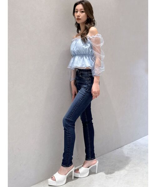 GYDA（ジェイダ）の「ラメチュールオフショルブラウス（シャツ/ブラウス・レディース・スカイブルー/ブラック・FREE）」の14枚目の写真