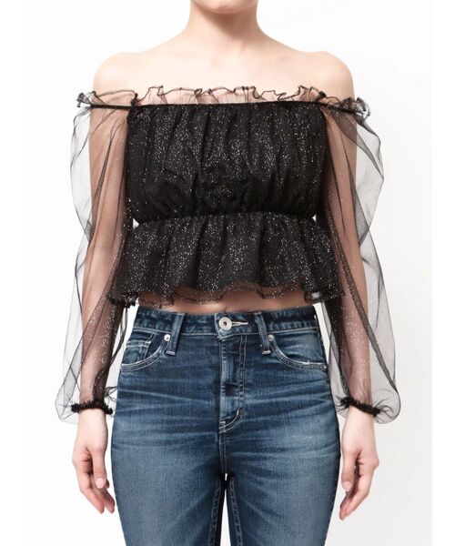 GYDA（ジェイダ）の「ラメチュールオフショルブラウス（シャツ/ブラウス・レディース・スカイブルー/ブラック・FREE）」の16枚目の写真