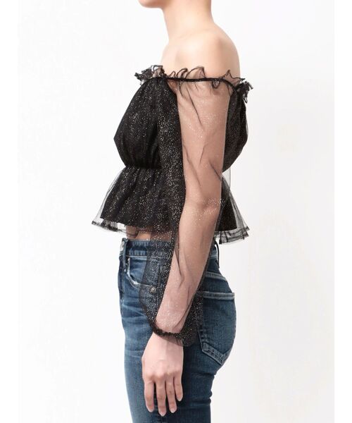 GYDA（ジェイダ）の「ラメチュールオフショルブラウス（シャツ/ブラウス・レディース・スカイブルー/ブラック・FREE）」の17枚目の写真