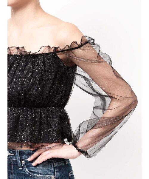 GYDA（ジェイダ）の「ラメチュールオフショルブラウス（シャツ/ブラウス・レディース・スカイブルー/ブラック・FREE）」の20枚目の写真