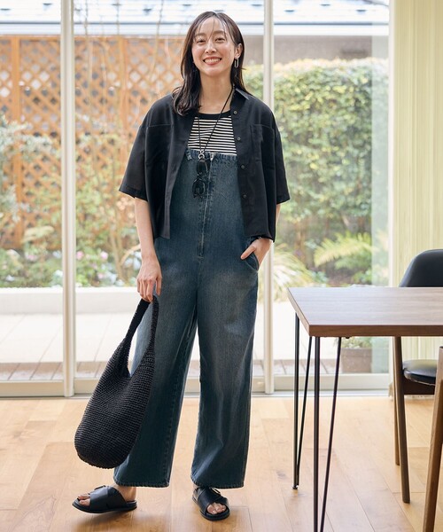  JEANS ロゴ デニム サロペット セール】【洗濯機可】デニムサロペット（つなぎ/オールインワン