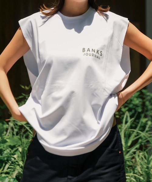 BANKS(バンクス)の「DESIGN TEE /BANKS JOURNAL(バンクスジャーナル)ワンポイントブランドロゴプリントタンクトップ(タンクトップ・メンズ・スモークピンク/オフホワイト/ブラック・MEDIUM/LARGE/X-LARGE)」の9枚目の写真