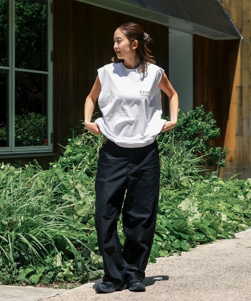 BANKS(バンクス)の「DESIGN TEE /BANKS JOURNAL(バンクスジャーナル)ワンポイントブランドロゴプリントタンクトップ(タンクトップ・メンズ・スモークピンク/オフホワイト/ブラック・MEDIUM/LARGE/X-LARGE)」の4枚目の写真