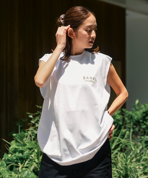 BANKS(バンクス)の「DESIGN TEE /BANKS JOURNAL(バンクスジャーナル)ワンポイントブランドロゴプリントタンクトップ(タンクトップ・メンズ・スモークピンク/オフホワイト/ブラック・MEDIUM/LARGE/X-LARGE)」の6枚目の写真