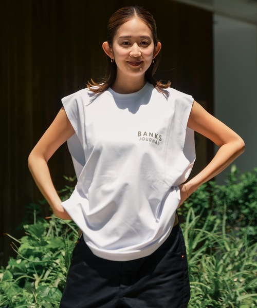 BANKS(バンクス)の「DESIGN TEE /BANKS JOURNAL(バンクスジャーナル)ワンポイントブランドロゴプリントタンクトップ(タンクトップ・メンズ・スモークピンク/オフホワイト/ブラック・MEDIUM/LARGE/X-LARGE)」の7枚目の写真
