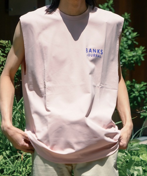 BANKS(バンクス)の「DESIGN TEE /BANKS JOURNAL(バンクスジャーナル)ワンポイントブランドロゴプリントタンクトップ(タンクトップ・メンズ・スモークピンク/オフホワイト/ブラック・MEDIUM/LARGE/X-LARGE)」の21枚目の写真