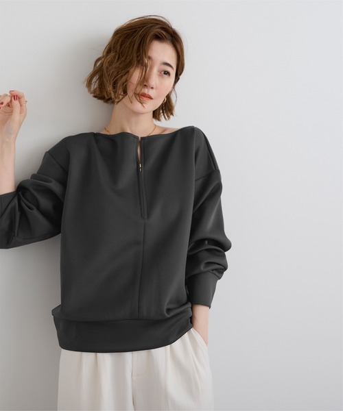 UR'S(ユアーズ)の「ボンディングフロントジッププルオーバー(Tシャツ/カットソー・レディース・チャコール/ブラック/ホワイト・S/M/L)」の20枚目の写真