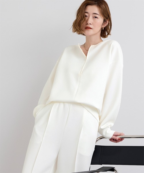 UR'S(ユアーズ)の「ボンディングフロントジッププルオーバー(Tシャツ/カットソー・レディース・チャコール/ブラック/ホワイト・S/M/L)」の10枚目の写真