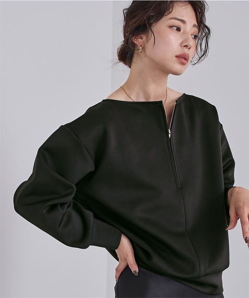UR'S(ユアーズ)の「ボンディングフロントジッププルオーバー(Tシャツ/カットソー・レディース・チャコール/ブラック/ホワイト・S/M/L)」の16枚目の写真