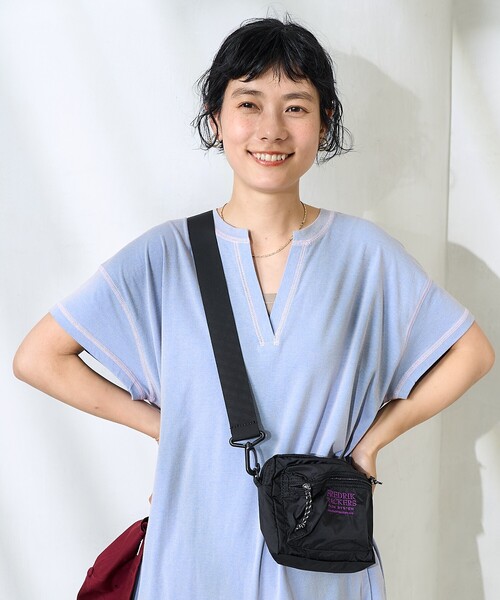 FREAK'S STORE（フリークスストア）の「＜接触冷感＞メランジスキッパーワンピース/Tシャツワンピース（ワンピース・レディース・チャコールグレー/サックスブルー/ブルーグリーン・ﾌﾘ-）」の22枚目の写真