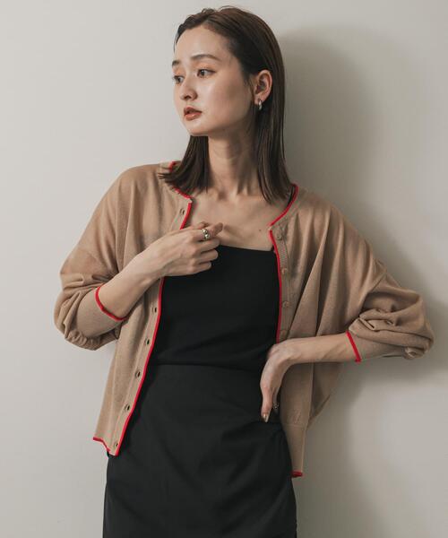 SENSE OF PLACE by URBAN RESEARCH（センスオブプレイスバイアーバンリサーチ）の「シアーボリュームスリーブカーディガン（ニット/セーター・レディース・チャコールグレー/アイボリー/ベージュ・ONE）」の18枚目の写真