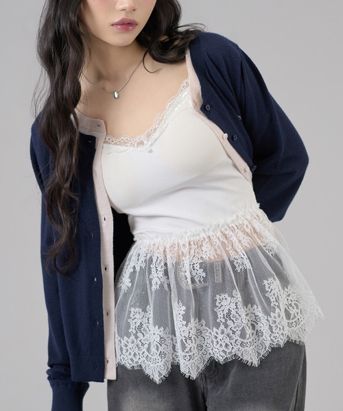 apres jour mignon(アプレジュールミニョン)の「【apresjour mignon×ARIAZ】カップ付き裾レースキャミソール(キャミソール・レディース・オフホワイト・フリー)」の4枚目の写真