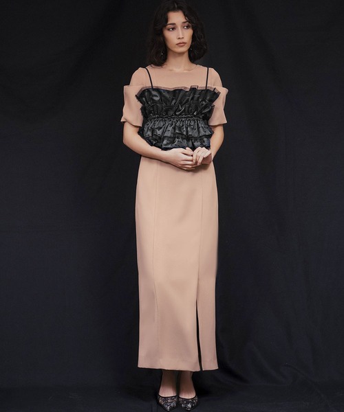 girl（ガール）の「リボンジャガード ビスチェ ドレス 2点セット 結婚式 ワンピース パーティードレス オケージョンドレス お呼ばれ 二次会 成人式 同窓会 謝恩会（ドレス・レディース・ブラック/チャコールグレー/ベージュ・S/M/L）」の20枚目の写真