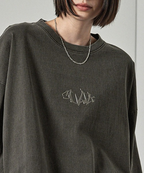 Alfred Alex(アルフレッドアレックス)の「【Alfred Alex】ヴィンテージ加工ピグメント3Dメタルディストーテッドロゴ半袖Tシャツ(Tシャツ/カットソー・メンズ・ブラック/ワイン/グレイッシュブルー・M/L)」の20枚目の写真