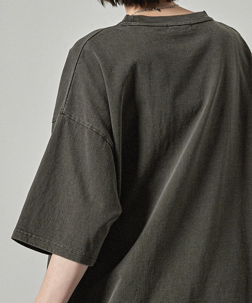 Alfred Alex(アルフレッドアレックス)の「【Alfred Alex】ヴィンテージ加工ピグメント3Dメタルディストーテッドロゴ半袖Tシャツ(Tシャツ/カットソー・メンズ・ブラック/ワイン/グレイッシュブルー・M/L)」の22枚目の写真