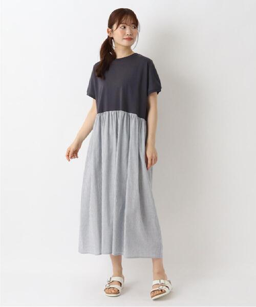 one'sterrace(ワンズテラス)の「切替コンビワンピース(ワンピース・レディース・ブラック系8/ネイビー系5/ベージュ系その他7・02)」の3枚目の写真