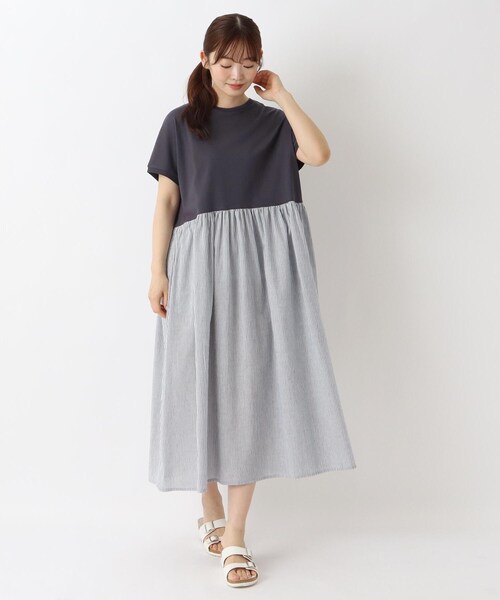 one'sterrace(ワンズテラス)の「切替コンビワンピース(ワンピース・レディース・ブラック系8/ネイビー系5/ベージュ系その他7・02)」の4枚目の写真