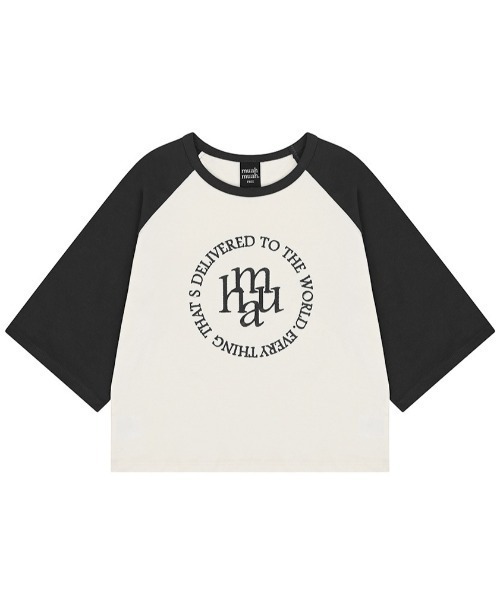 muahmuah(ムーアムーア)の「A'GEM/9 × .kom 『muah muah/ムーアムーア』CIRCLE LOGO RAGLAN HALF T-SHIRT/ステッチロゴラグラン Tシャツ(Tシャツ/カットソー・レディース・ダークグリーン/ベージュ/ブラック・FREE)」の22枚目の写真