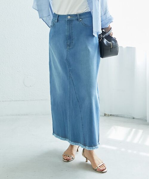 le.coeur blanc（ルクールブラン）の「リメイク風ラメデニムスカート（デニムスカート・レディース・サックスブルー/ブルー・38/36）」の9枚目の写真