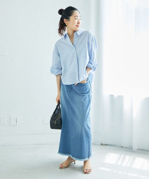 le.coeur blanc（ルクールブラン）の「リメイク風ラメデニムスカート（デニムスカート・レディース・サックスブルー/ブルー・38/36）」の11枚目の写真