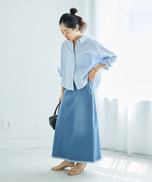 le.coeur blanc（ルクールブラン）の「リメイク風ラメデニムスカート（デニムスカート・レディース・サックスブルー/ブルー・38/36）」の13枚目の写真