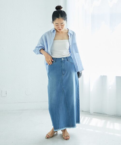 le.coeur blanc（ルクールブラン）の「リメイク風ラメデニムスカート（デニムスカート・レディース・サックスブルー/ブルー・38/36）」の16枚目の写真