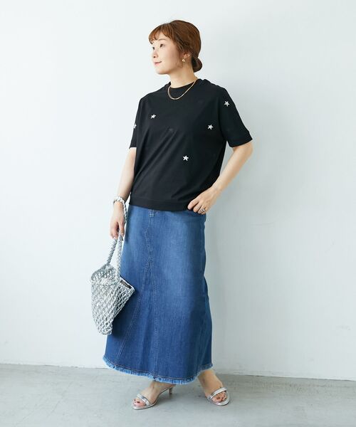 le.coeur blanc（ルクールブラン）の「リメイク風ラメデニムスカート（デニムスカート・レディース・サックスブルー/ブルー・38/36）」の20枚目の写真