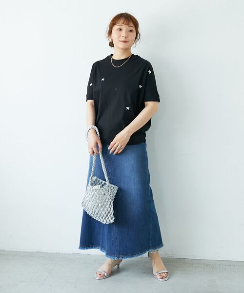 le.coeur blanc（ルクールブラン）の「リメイク風ラメデニムスカート（デニムスカート・レディース・サックスブルー/ブルー・38/36）」の22枚目の写真