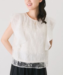 刺繍レースフリルブラウス