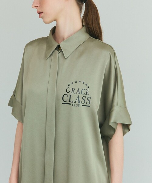 【タグ付き・未使用品】grace class バイカラーシャツドレス　カーキ タグ付き・未使用品】grace class バイカラーシャツドレス カーキ