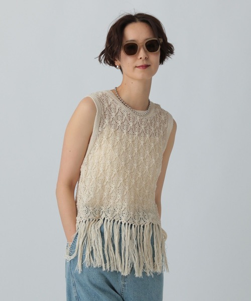 LEPSIM（レプシィム）の「7ゲージフリンジベスト　571071（ベスト・レディース・ブラック/アイボリー・FREE）」の5枚目の写真