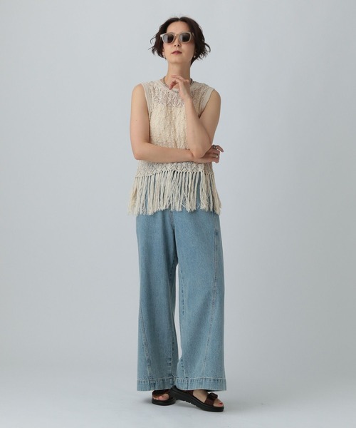 LEPSIM（レプシィム）の「7ゲージフリンジベスト　571071（ベスト・レディース・ブラック/アイボリー・FREE）」の6枚目の写真