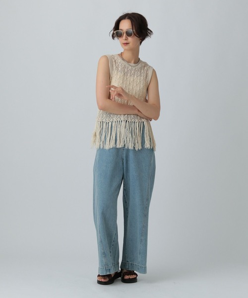 LEPSIM（レプシィム）の「7ゲージフリンジベスト　571071（ベスト・レディース・ブラック/アイボリー・FREE）」の7枚目の写真