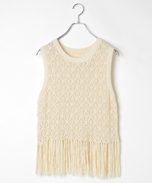 LEPSIM（レプシィム）の「7ゲージフリンジベスト　571071（ベスト・レディース・ブラック/アイボリー・FREE）」の9枚目の写真