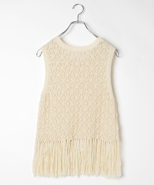 LEPSIM（レプシィム）の「7ゲージフリンジベスト　571071（ベスト・レディース・ブラック/アイボリー・FREE）」の10枚目の写真