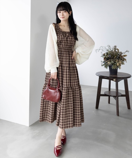 clear（クリア）の「リボンフリルキャミワンピース[着回し力抜群 ガーリー レイヤード]≪SS新作≫（ワンピース・レディース・ブラウン系その他/ブラック/レッド系その他3・F）」の10枚目の写真