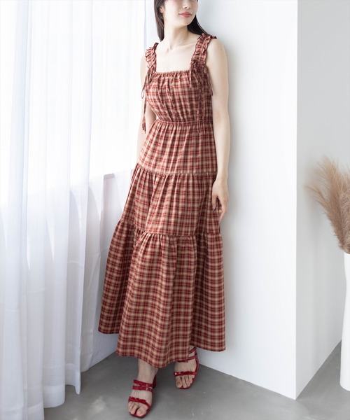 clear（クリア）の「リボンフリルキャミワンピース[着回し力抜群 ガーリー レイヤード]≪SS新作≫（ワンピース・レディース・ブラウン系その他/ブラック/レッド系その他3・F）」の12枚目の写真