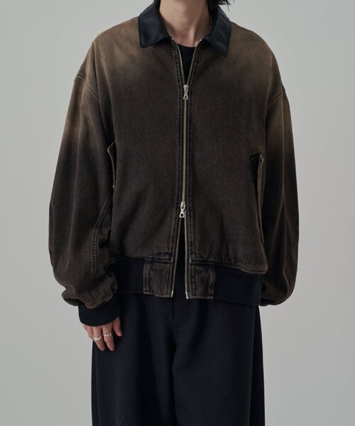 レザーカラーデニムボンバージャケット（デニムジャケット）｜Lui's