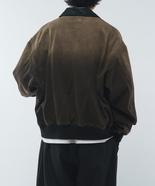 レザーカラーデニムボンバージャケット（デニムジャケット）｜Lui's