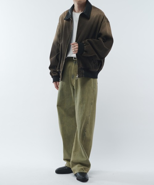 Lui's レザーカラーデニムボンバージャケット S ブラウン ルイス