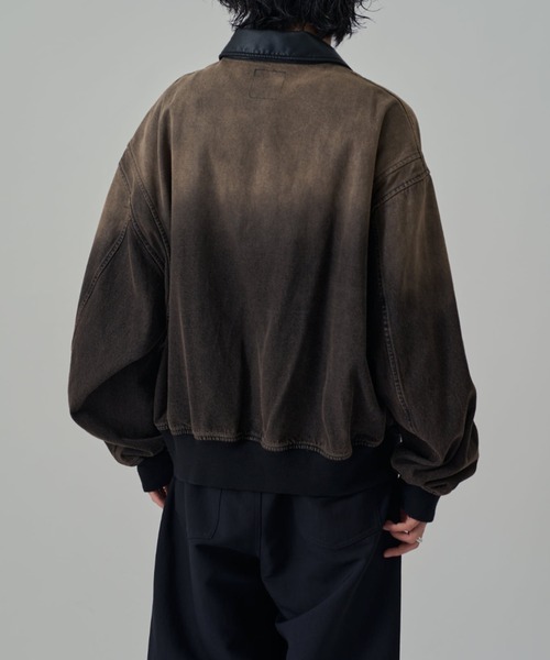 レザーカラーデニムボンバージャケット（デニムジャケット）｜Lui's