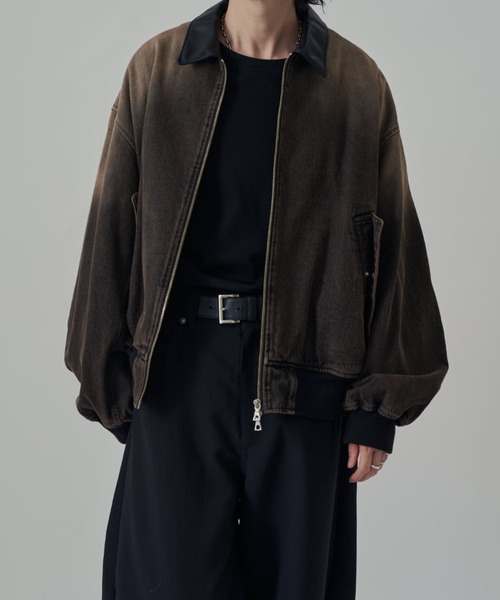 レザーカラーデニムボンバージャケット（デニムジャケット）｜Lui's