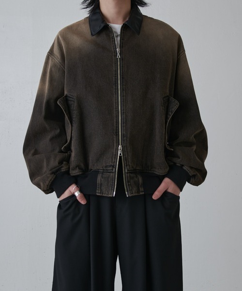 Lui's（ルイス）の「レザーカラーデニムボンバージャケット（デニムジャケット・メンズ・ブラウン/ブラック・M/S）」の13枚目の写真