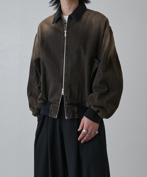 Lui's（ルイス）の「レザーカラーデニムボンバージャケット（デニムジャケット・メンズ・ブラウン/ブラック・M/S）」の15枚目の写真