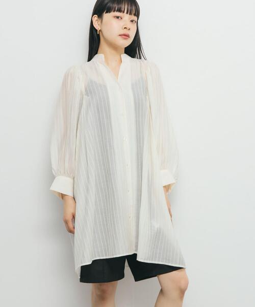 KBF（ケイビーエフ）の「ボリュームスリーブストライプミニワンピース（ワンピース・レディース・イエロー系その他/ホワイト系その他/ブルー系その他・ONE）」の5枚目の写真