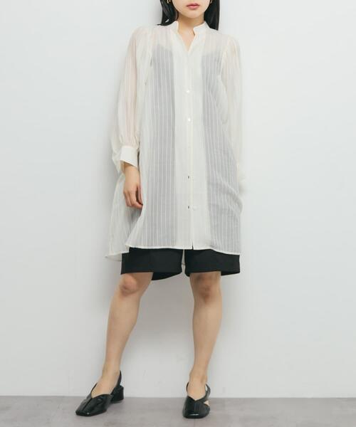 KBF（ケイビーエフ）の「ボリュームスリーブストライプミニワンピース（ワンピース・レディース・イエロー系その他/ホワイト系その他/ブルー系その他・ONE）」の6枚目の写真