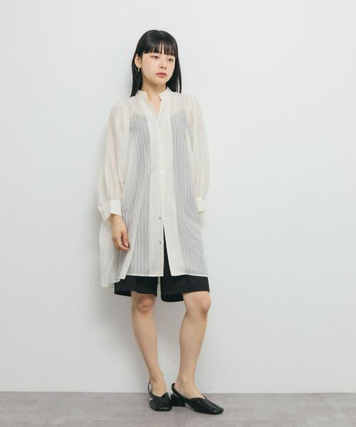 KBF（ケイビーエフ）の「ボリュームスリーブストライプミニワンピース（ワンピース・レディース・イエロー系その他/ホワイト系その他/ブルー系その他・ONE）」の8枚目の写真