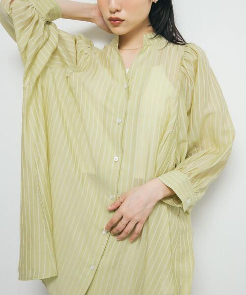 KBF（ケイビーエフ）の「ボリュームスリーブストライプミニワンピース（ワンピース・レディース・イエロー系その他/ホワイト系その他/ブルー系その他・ONE）」の13枚目の写真