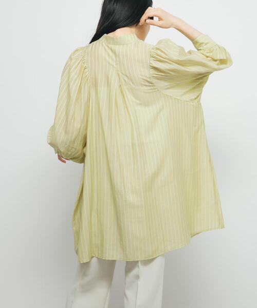 KBF（ケイビーエフ）の「ボリュームスリーブストライプミニワンピース（ワンピース・レディース・イエロー系その他/ホワイト系その他/ブルー系その他・ONE）」の16枚目の写真