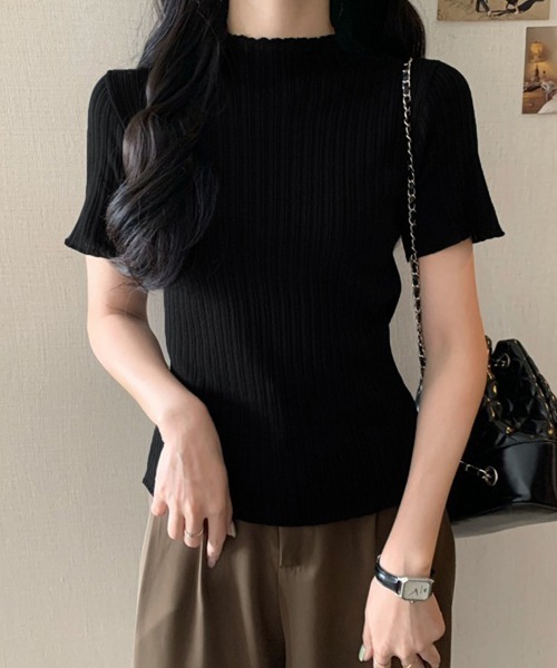 Miniministore(ミニミニストア)の「ニットトップス レディース 韓国風 無地(ニット/セーター・レディース・ホワイト/グリーン/ベージュ/ブラック・FREE)」の2枚目の写真